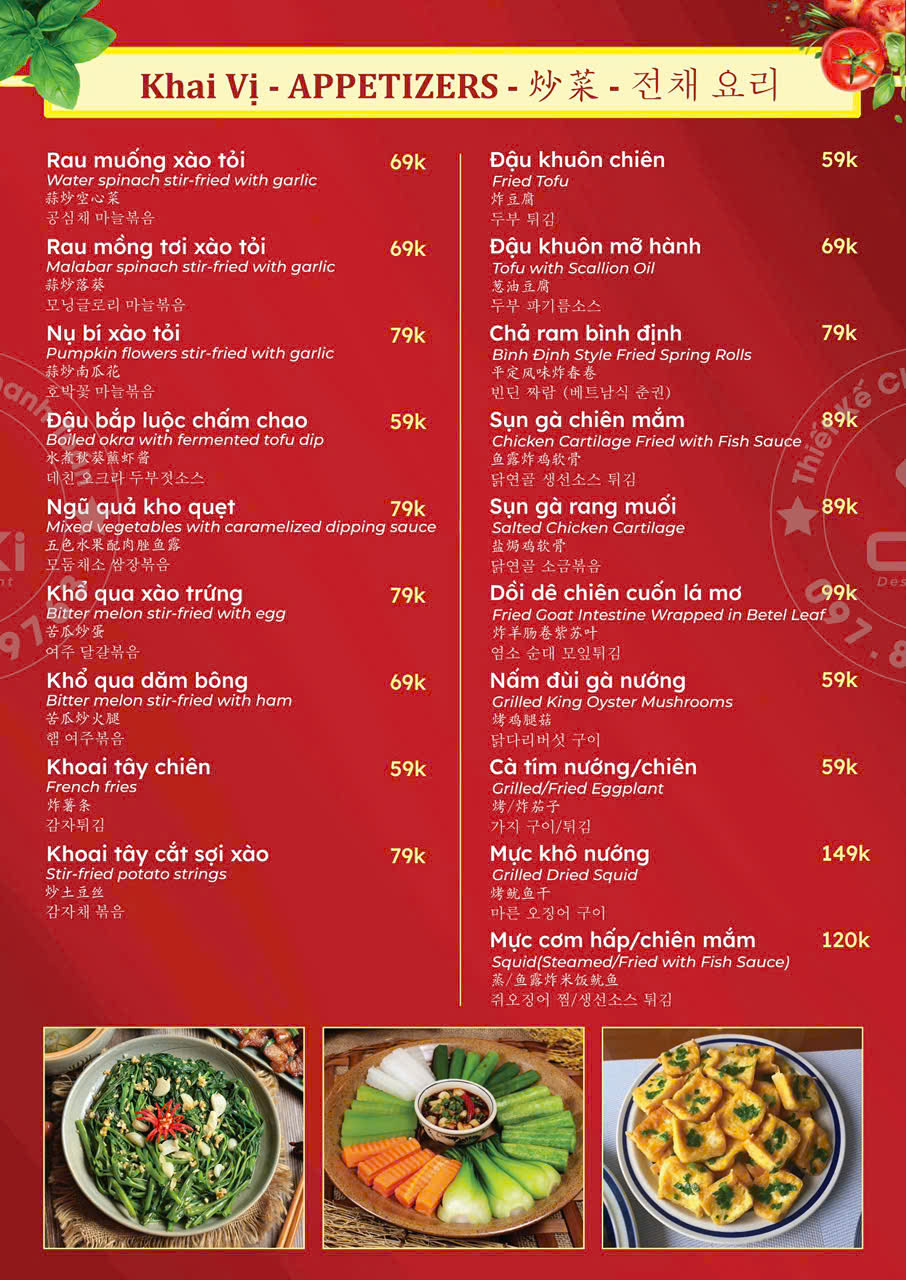 Menu hoa tửu quán 2
