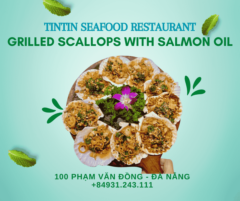 GRILLED SCALLOPS WITH SALMON OIL
