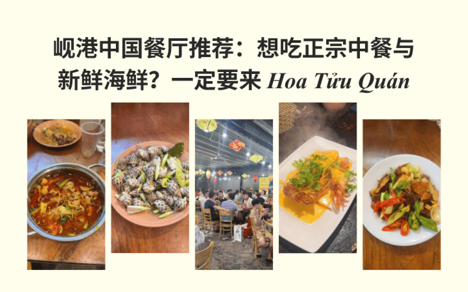 岘港中国餐厅推荐：想吃正宗中餐与新鲜海鲜？一定要来 Hoa Tửu Quán